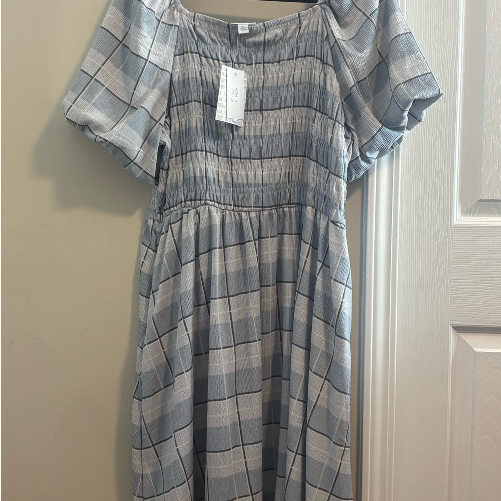 LuLaRoe Gray Plaid Midi Dress